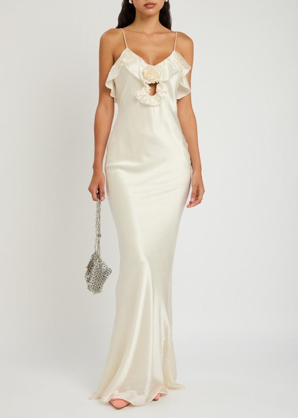 De La Vali Esperanza Stretch-Silk Maxi Dress Ivory - 12